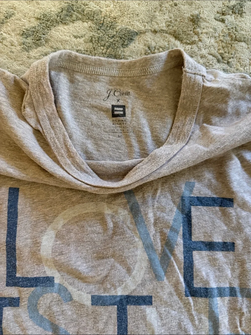 J. Crew Light Gray Short-Sleeve Tee with Blue Graphic